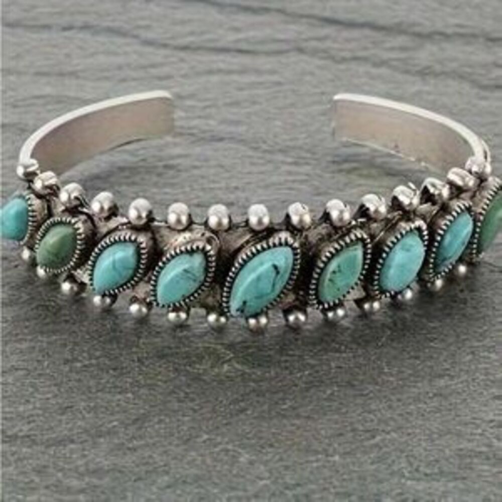 Boho Western Silver Tone Cuff Bracelet